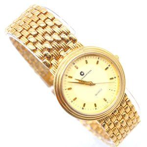 J.B Champion Watch Mens Gold Tone Stainless Steel Classic Beige Dial Swiss Movt
